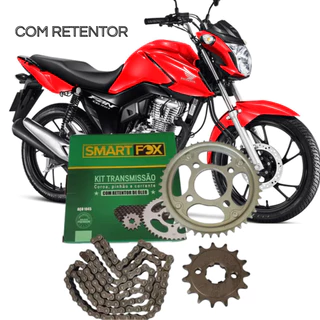 Kit Relação Transmissão com Retentor Honda Cg Titan Fan Start 160 Aço 1045 SmartFox