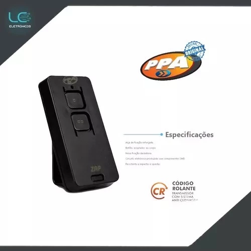 Kit Motor Portao Eletronico Automático PPA 1/4hp 400kg 2tx Z14 Preto 60hz