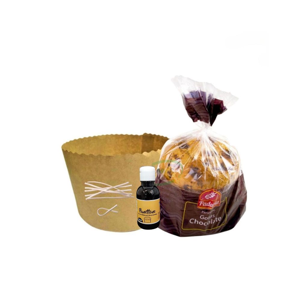 Kit 20 Forma de Panetone 500g Papel Kraft Forneável Saco Cho