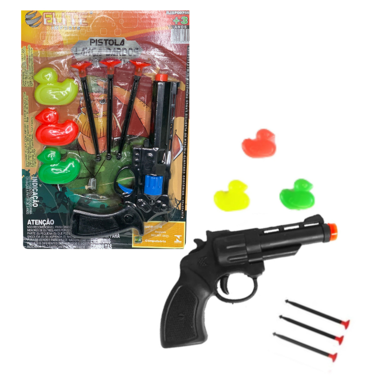 Pistola De Plástico Lança Dardo 17cm Cartela Com 7 Peças Brinquedo Infantil