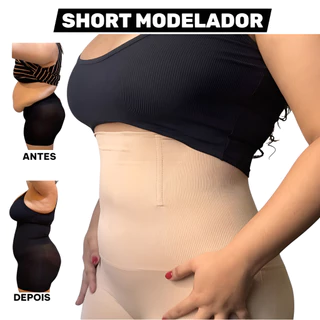 Short Modelador Feminino PLUS SIZE Redutor de Medidas Alta Compressão Pós Parto Disfarça Barriga
