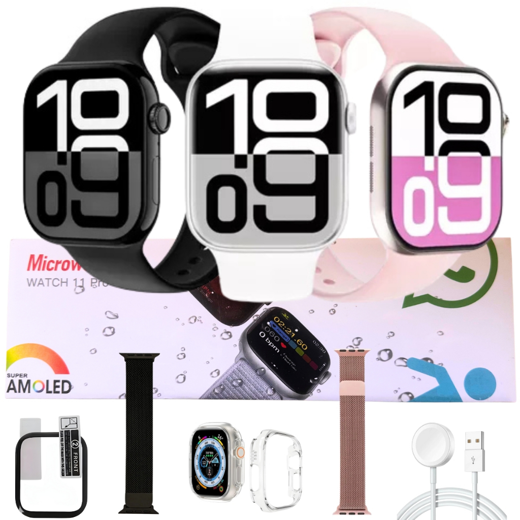 Relógio Smartwatch W11 Pro 46mm Responde Whatsapp Microwear Serie 11 ...