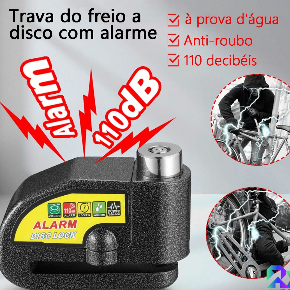Trava Cadeado De Freio Disco Com Alarme Sonoro Para Moto | Shopee Brasil