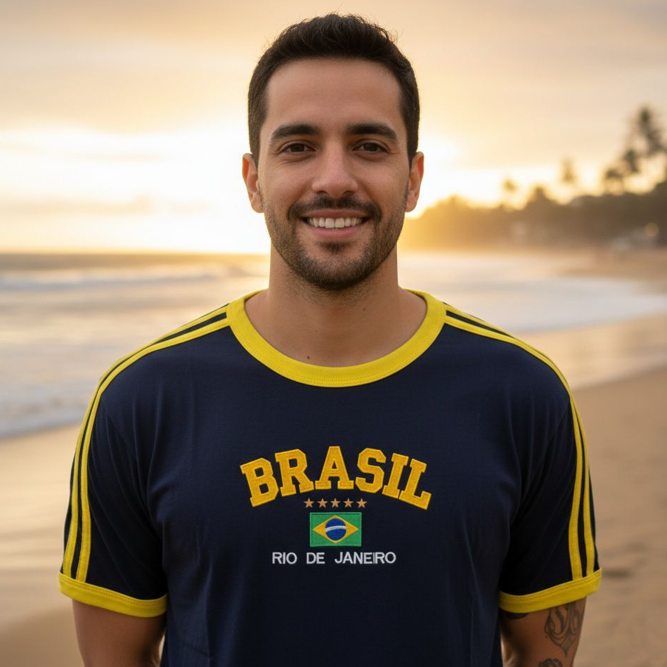 Blusa Bandeira Do Brasil Bordada Unissex - Azul Escura em Oferta na Shopee