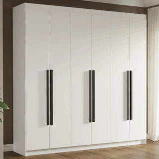 Guarda-Roupa Casal 6 Portas Batentes Branco/Branco/Preto Venus Madesa em Oferta na Shopee