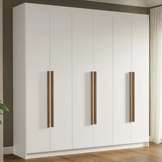 Guarda-Roupa Casal 6 Portas Batentes Branco/Branco/Rustic Venus Madesa em Oferta na Shopee