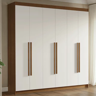 Guarda-Roupa Casal 6 Portas Batentes Rustic/Branco/Rustic Venus Madesa em Oferta na Shopee