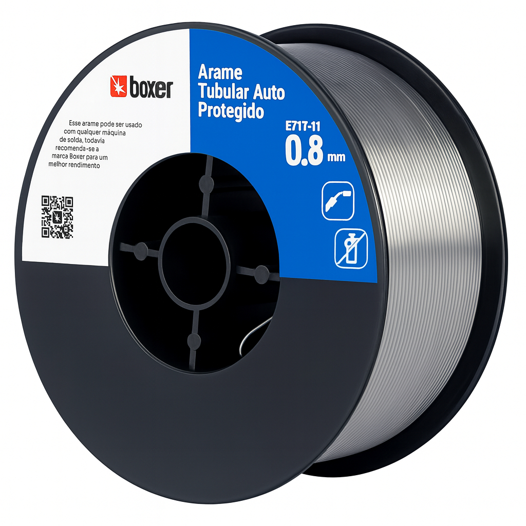 Arame Mig Sem Gás 0.8mm Boxer Rolo 1kg P/ Maquina De Solda Cor Da Punta Prata