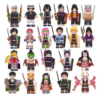 Miniatura Blocos Estilo Lego 4-5cm Demon Slayer Tanjiro Nezuko Zenitsu Inosuke Hashiras Lua superior
