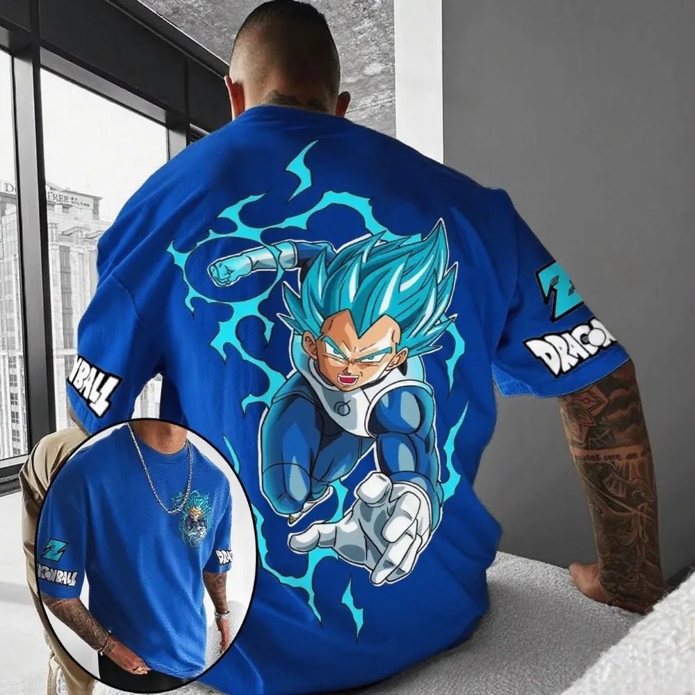 Camiseta Oversized Dragon Ball Vegeta Blue Aftersoul Unissex Plus