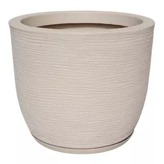 Vaso para Planta Em Polietileno Redondo Bojo Escovado N2 32X36 com Prato Coletor