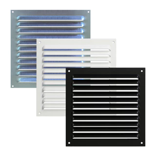 Grelha Grade de Ventilação em Alumínio Reforçado Veneziana Única Preta Branca Natural
