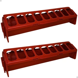 Kit 2 Comedouro Calha 18 Furos Para Aves Galinhas Codornas Pintinhos Prático