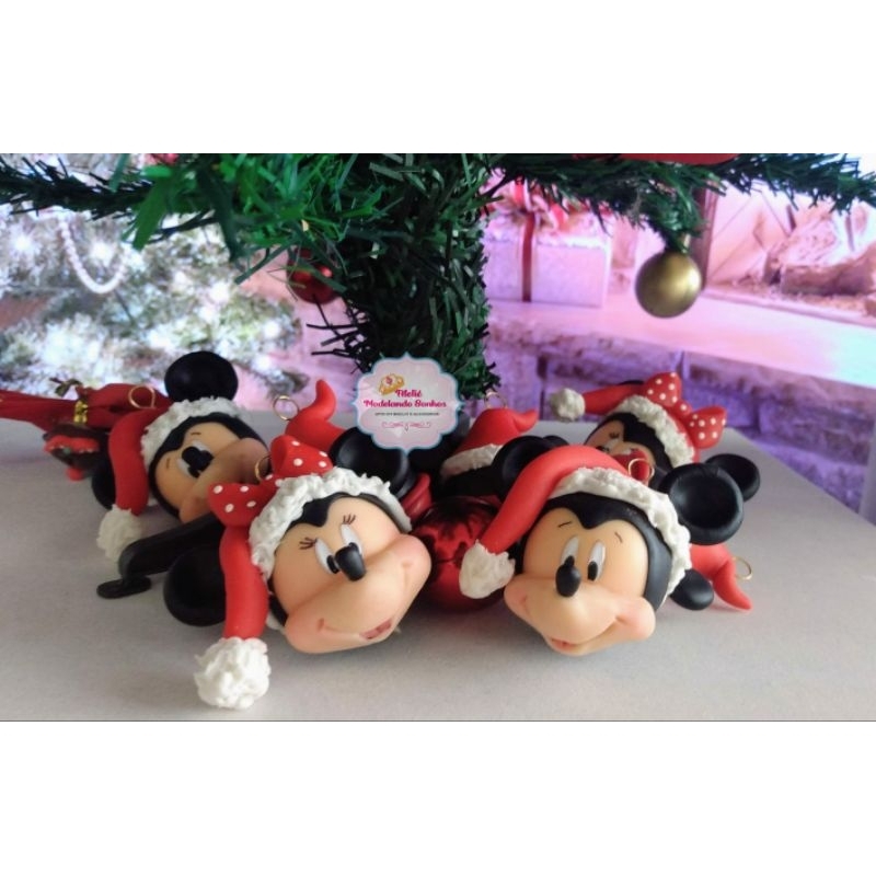 Enfeites de árvore de natal Mickey e Minnie, Mickey natalino, Minnie ...