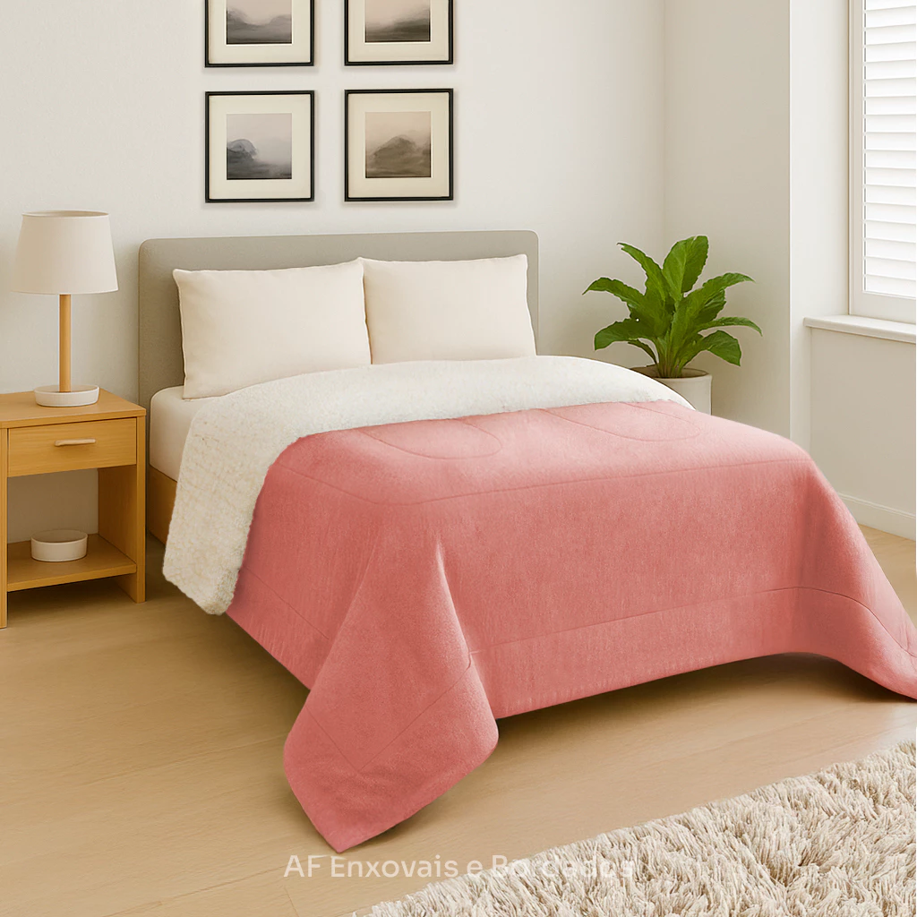 Coberdrom Casal Queen Sherpa Edredrom Pele de Carneiro 2,40m x 2,20m