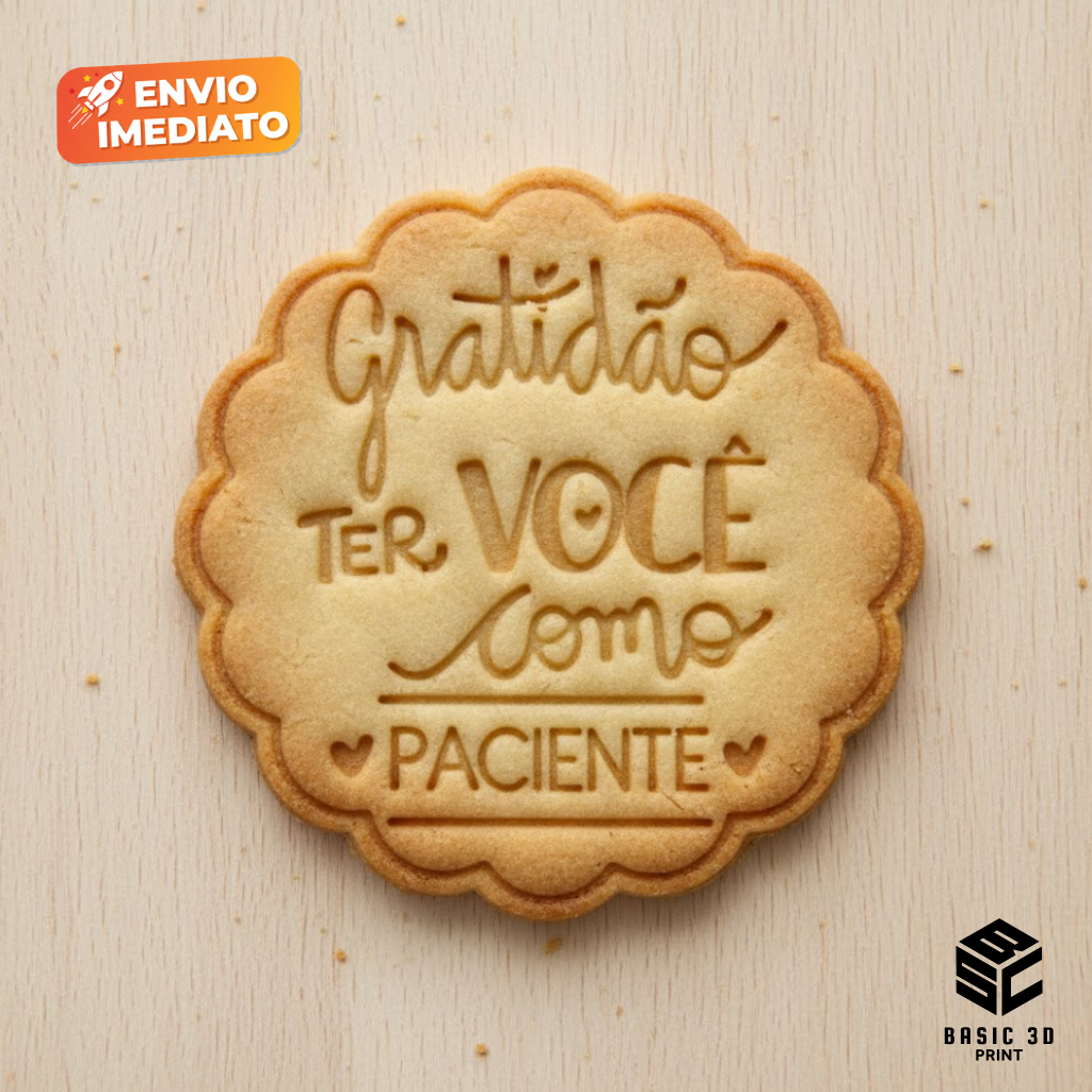 Cortador e marcador de biscoitos tema Gratidão Paciente Bisc