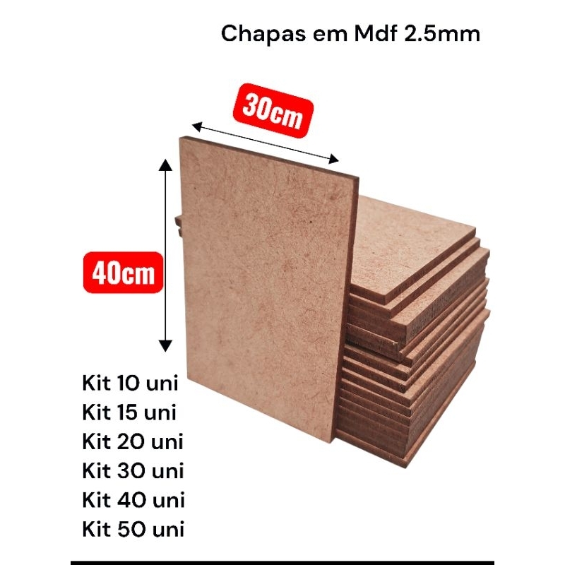 kit placas MDF CRU 40x30 para artesanato, sublinhagem, pintura