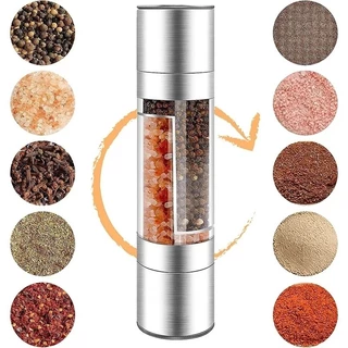 Moedor de Sal e Pimenta 2 em 1 Moinhos de Pimenta de Sal de Aço Inoxidável Manual com Cerâmica Ajustável