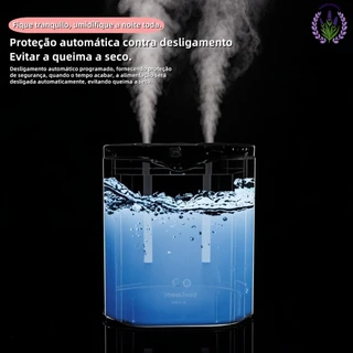 Umidificador Grande 2 Litros Saída Dupla Luzes LED's Coloridas Silencioso Aromatizador