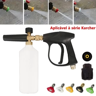 Kit Universal para Lavadora de Alta Pressão Karcher – Pote de Espuma PA com Plugue Rápido 1/4" e Pistola Doméstica