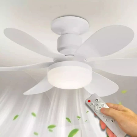 Ventilador de teto com lâmpada led 80w - 6 hélices - bivolt