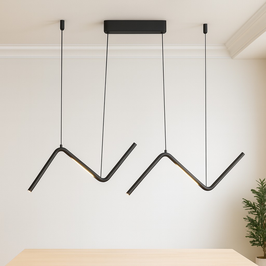 Pendente LED Preto Moderno Minimalista Suspenso Estilo Contemporâneo