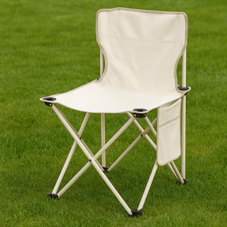 Cadeira Camping Dobrável Metal Impermeável Compacta com Bolso Porta Copos Praia Passeio