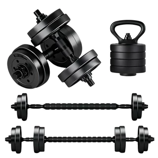 Kit Anilhas, Halteres, Barras e kettlebell Ajustáveis - 15kg Treino em Casa Musculação