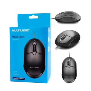 Mouse USB Óptico Classic Preto com fio - Multilaser Mo179