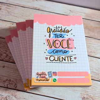 Kit 5 blocos (500 folhas) cartão agradecimento - obrigado pela compra