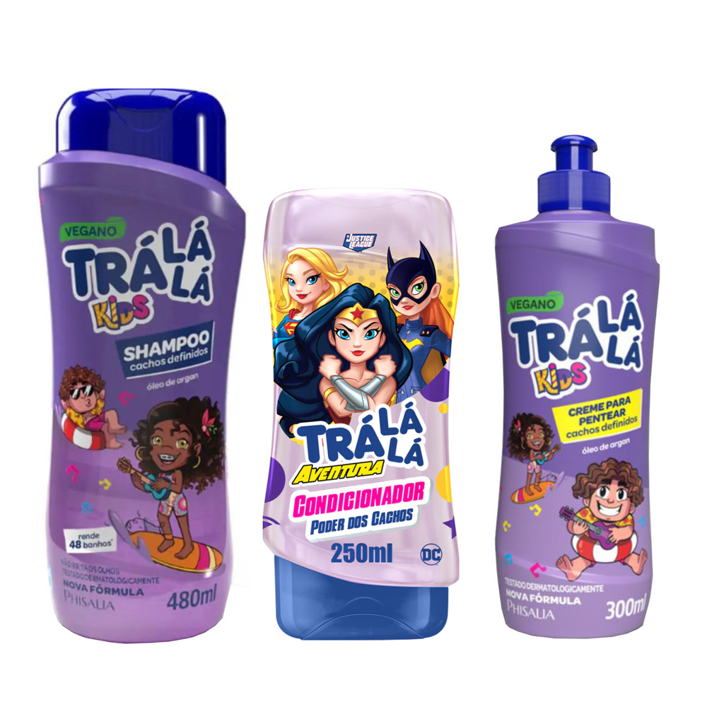Kit Shampoo + Condicionador + Creme de Pentear Trá Lá Lá Cachos