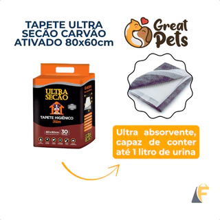 Tapete Higiênico Cachorro Carvão Ativado 80x60 30un Ultra Secão GreatPets em Oferta na Shopee