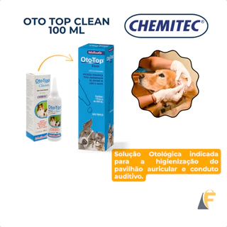 Oto top Clean Limpeza Otológica Cães Gatos 100ml Chemitec em Oferta na Shopee