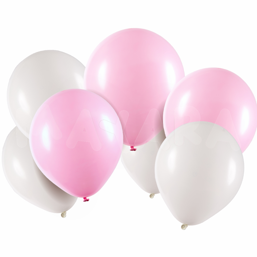 Balão - Bexiga 8 Polegadas Rosa Claro e Branco Pacote - 50 unidades ...