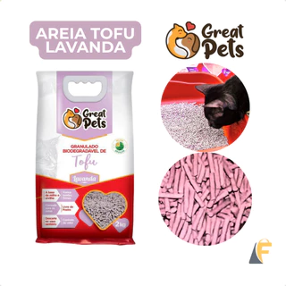 Areia Gatos Tofu 2kg Granulado Biodegradável Higiênico Lavanda Great Pets em Oferta na Shopee