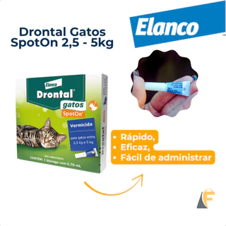 Vermífugo Gatos Drontal Spot On Pipeta 0,7ml De 2,5kg a 5kg Elanco em Oferta na Shopee