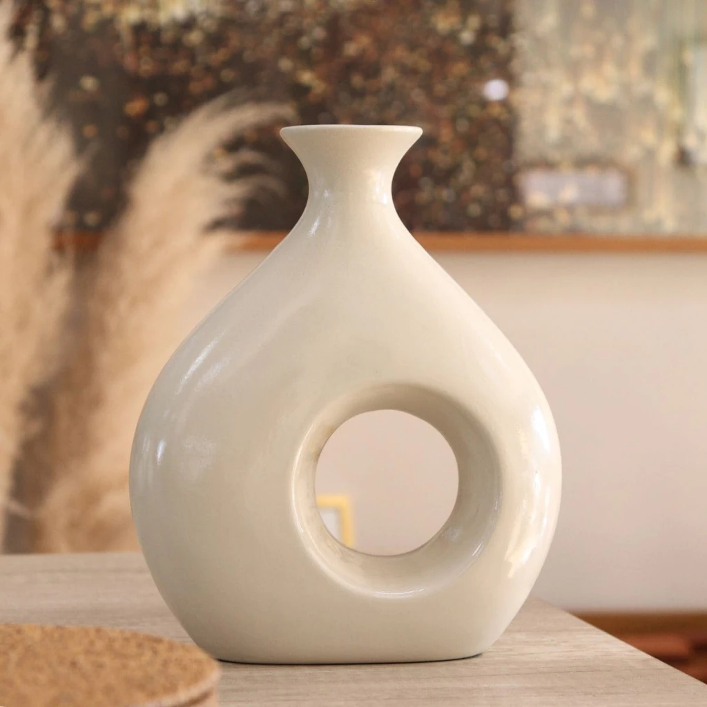 Vaso Decorativo de Cerâmica Moderno Decoração para sala rack quarto escritório painel Orgânico Vazado