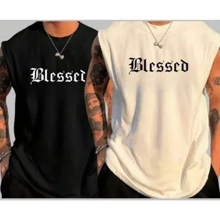 Kit 2 Regata Oversized Masculina Estilo Machão Verão Academia Estampado Blessed