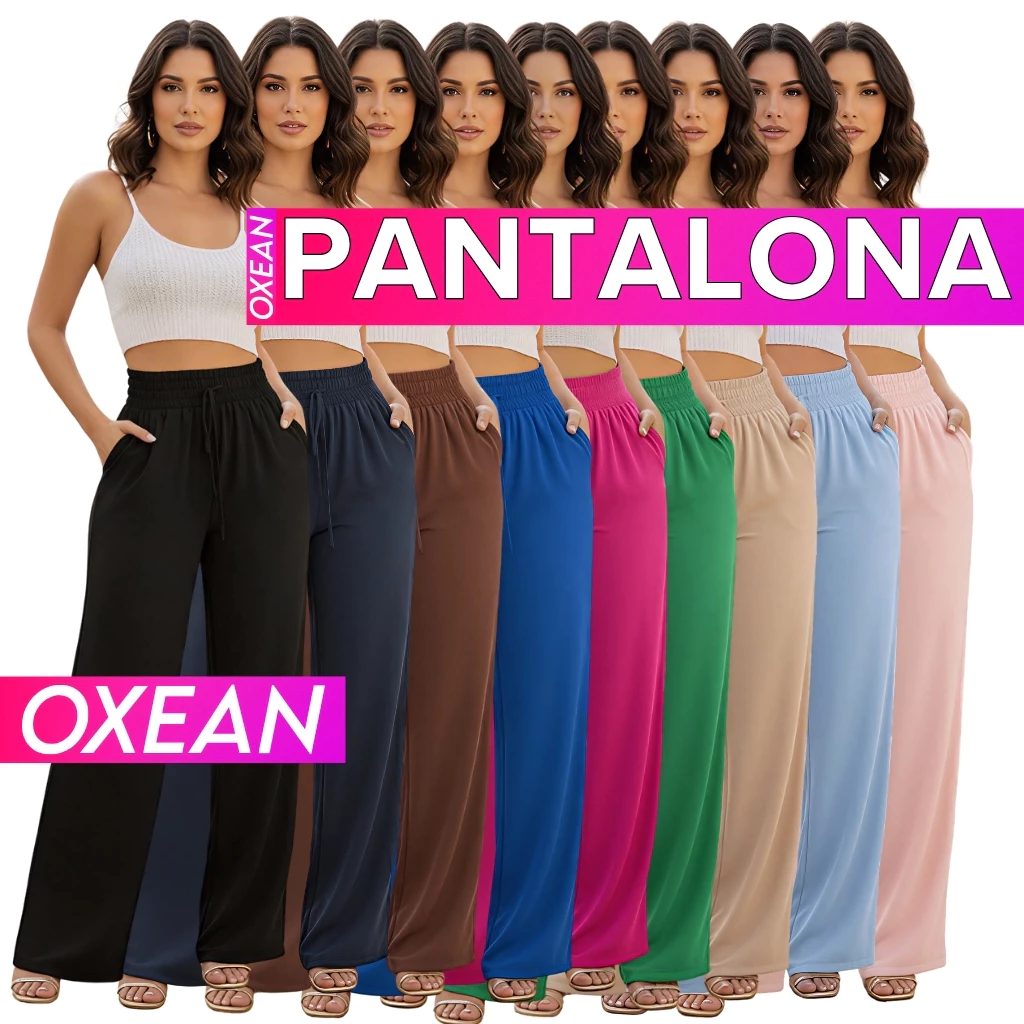 Calça pantalona feminina preta com cintura alta e bolso