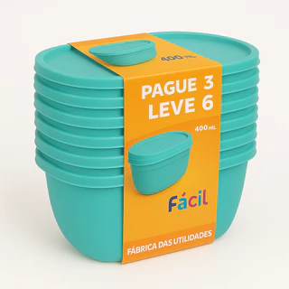 Oferta Atacado: Pague 3 Leve 6 Potes Herméticos – Tampa Vedante, Plástico Resistente, Cozinha Organizada
