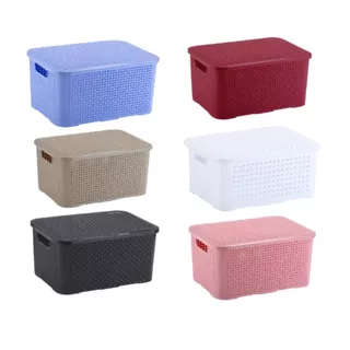 KIT 2 Cestos Organizadores Rattan Plastico com Tampa Reforçada 18 Litros em Oferta na Shopee