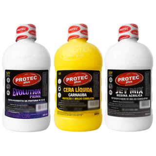 Kit de Ceras Liquidas: Cera de Carnaúba + Cera Evolution Espalhadora + Cera Resina Acrílica Teflon - 500 ml