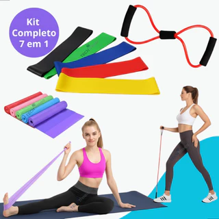 Kit 5 Faixa Elástica de Treino Mini Band, Elástico Extensor Exercício Funcional Fisioterapia em Casa