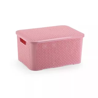 Caixa Cesto Organizador Rosa com Tampa Rattan 18 Litros Resistente em Oferta na Shopee