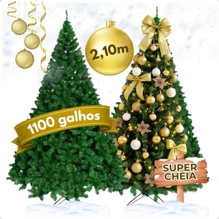 Arvore De Natal 2,10m Premium Bem Cheia De 1100 Galhos Pinheiro Verde 210cm