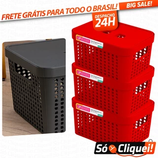 Kit 6 Caixas Organizadoras Com Tampa Cesto Organizador 2 Litros de Amário Gaveta Cozinha Grande Multiuso Plástico em Oferta na Shopee