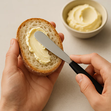 Kit 4 espátulas para manteigas requeijão geleias patês premium inox cabo preto pão café cozinha