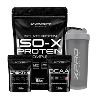 Kit Whey Iso-X 2kg + Creatina 100g + Bcaa 100g + Coqueteleira 700ml - XPro Nutrition em Oferta na Shopee