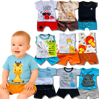 Kit 10 Peças Roupa de Bebê Menino Conjunto Verão Masculino Tamanho 0 a 6 Meses