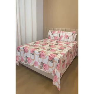 Jogo de Lençol Cama Queen Estampado 3pç S/Elástico Micropercal 500 Fios Toque Macio de Algodão em Oferta na Shopee